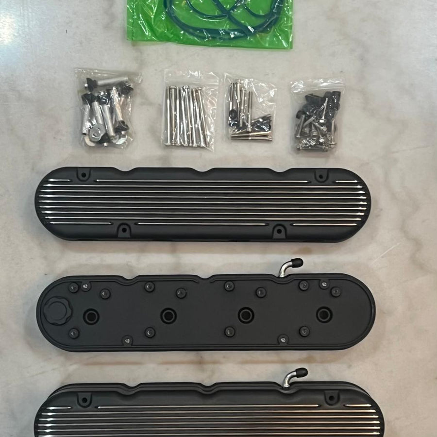 Black Finned Aluminum Valve Covers for GM / Chevy Gen III & Gen IV LS Engines Black Finned Aluminum Valve Covers for GM / Chevy Gen III & Gen IV LS Engines