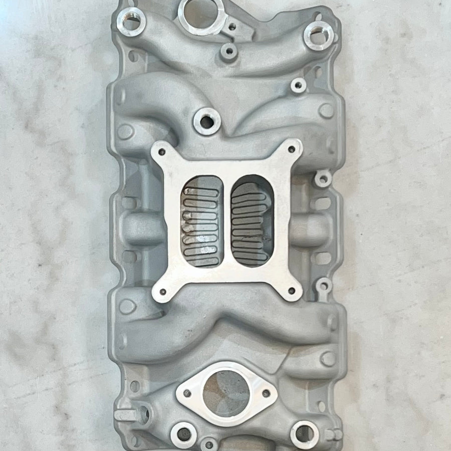 Small Block Chevy Mid Rise Dual Plane Intake Manifold, Square Bore SBC 1955-1995 Small Block Chevy Mid Rise Dual Plane Intake Manifold, Square Bore SBC 1955-1995