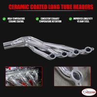 Ceramic Coated LS Swap Long Tube Headers for 1973–1987 Chevy GMC C10 K10 Square Body Trucks and 1988–1991 Blazer Jimmy Suburban 2WD 4WD with MLS Gaskets by Certified Automotive Experts