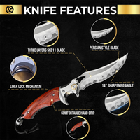 SliceElite Fire Lotus Folding Knife Japanese SKD11 Sanmai Steel Blade Cocobolo Wood Handle Comfortable Finger Guard EDC Pocket Knife for Men Women Small Folding Knives Mini Camping Flipper Tool Gift