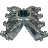 Polished Aluminum Intake Manifold for LS Swap Carburetor Conversion. Cathedral Port.