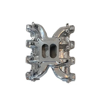 Polished Dual Plane Carburetor Intake Manifold For Cathedral Port LS Engines