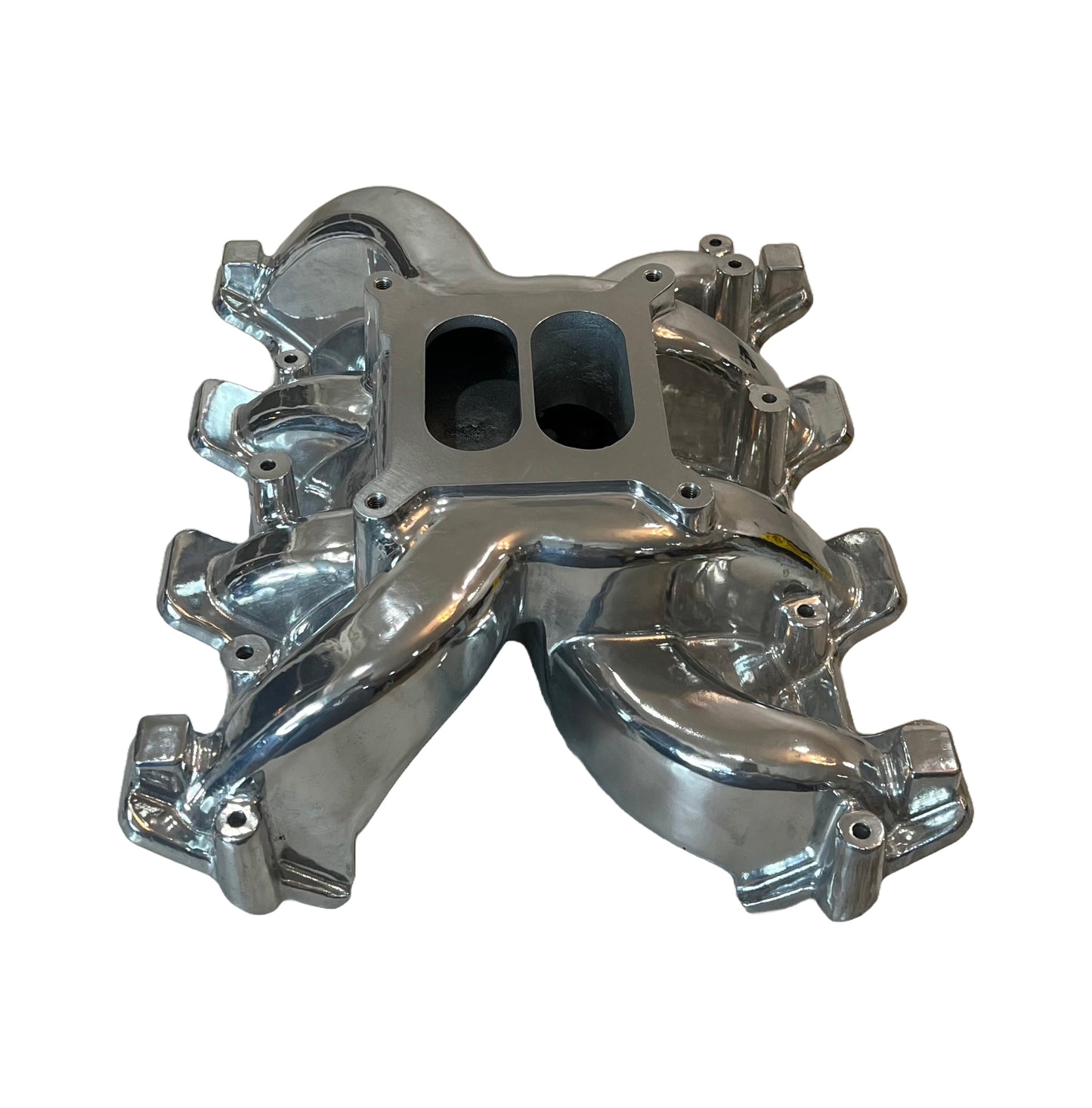 Polished Dual Plane Carburetor Intake Manifold For Cathedral Port LS Engines