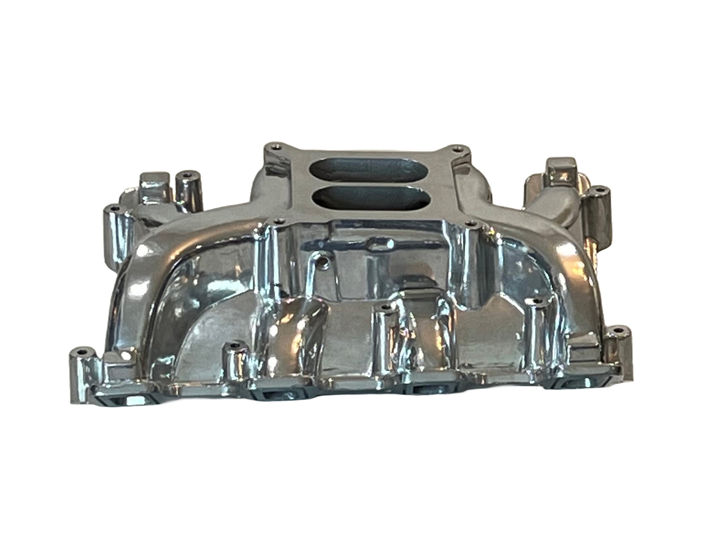 Polished Dual Plane Carburetor Intake Manifold For Cathedral Port LS Engines