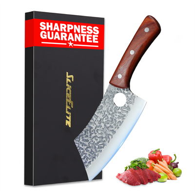SliceElite Hand-Forged Butcher Cleaver Knife | Heavy-Duty Meat Cutting Tool with Gift Box | Professional Kitchen & BBQ Knife