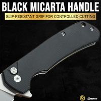 SliceElite Coyote EDC Knife 3.5 Inch D2 Steel Drop Point Blade Black Micarta Handle Button Lock Stainless Steel Pocket Clip Lightweight Folding Knife for Everyday Carry Camping Hunting Outdoor Use