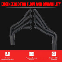 Long Tube Headers for LS Swaps Black Aluminized Thermal Barrier Coating with MLS Gaskets & Header Bolts Fits 73–87 Chevy GMC C/K10–20 and 88–91 Square-Body Blazer Jimmy Suburban 2WD & 4WD
