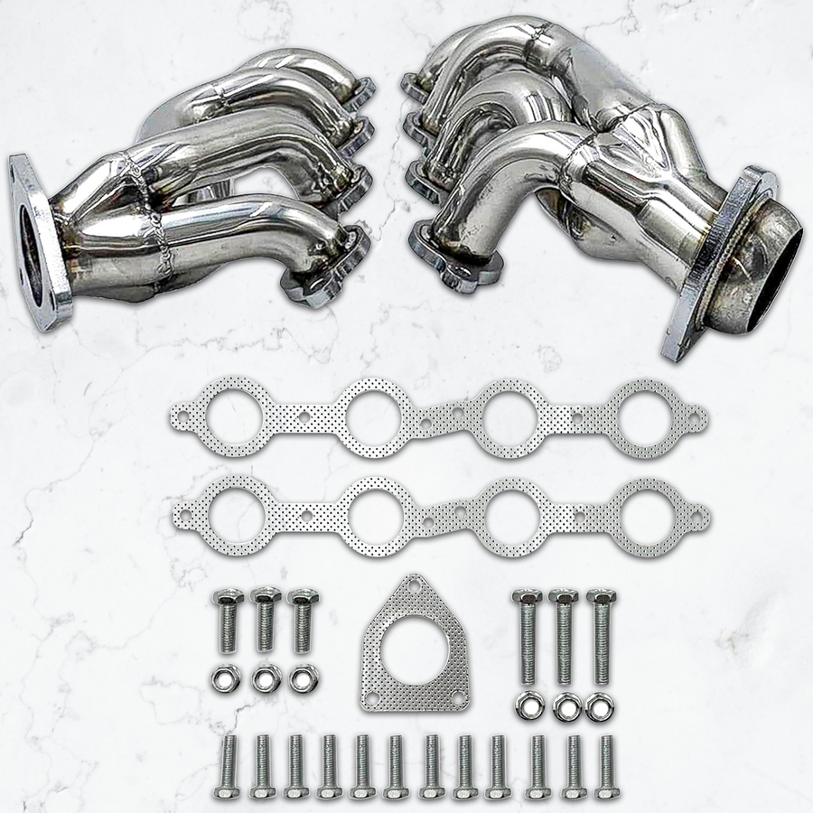 Exhaust Headers Polished 304 Stainless Steel for 2002-2013 Chevy GMC Silverado Sierra Tahoe Yukon Escalade  4.8L 5.3L 6.0L 6.2L V8 1 5/8 in. tube size