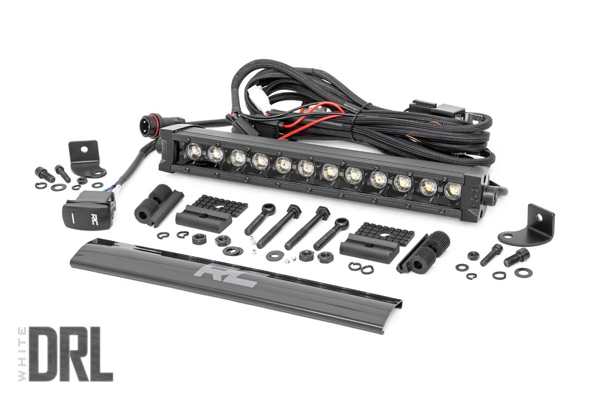 12 Inch Black Series LED Light Bar | Single Row | Cool White DRL