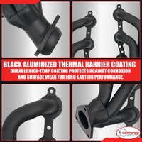 High Temperature Black Coated Exhaust Headers 2002–2013 Silverado Sierra Suburban Tahoe Yukon Escalade 4.8L 5.3L 6.0L 6.2L V8 LS Style Engines Right Side Beveled Flange
