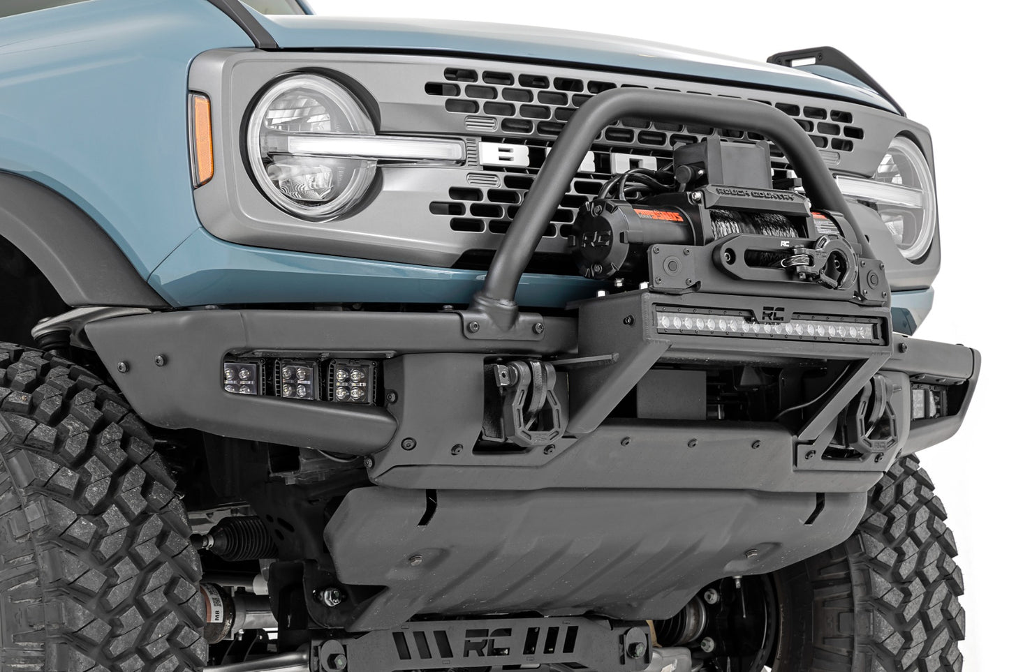 High Winch Mount | All Models | 20 Inch Black Single Row LED | DRL | Ford Bronco (21-24)