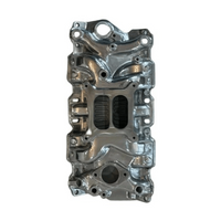 Polished Aluminum Intake Manifold, Small Block Chevy Mid Rise Dual Plane 55-95