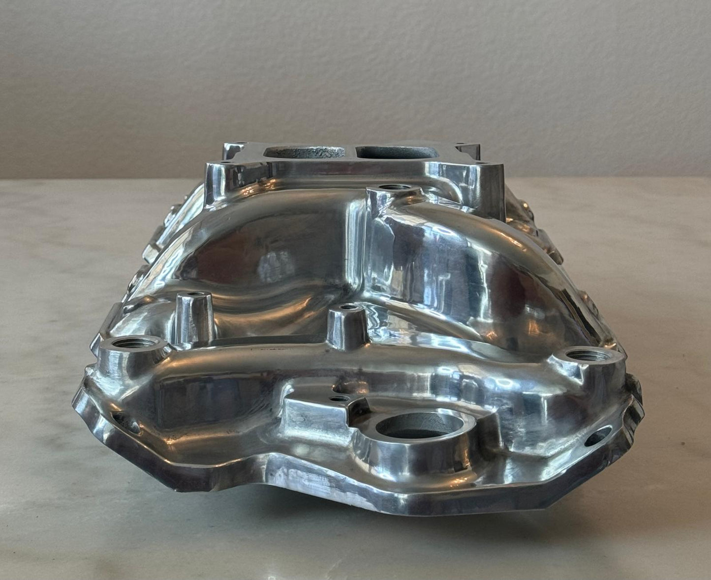 Polished Aluminum Intake Manifold, Small Block Chevy Mid Rise Dual Plane 55-95