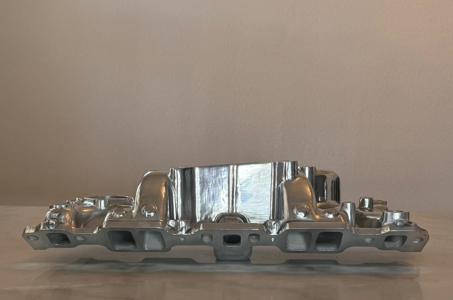 Polished Aluminum Intake Manifold, Small Block Chevy Mid Rise Dual Plane 55-95