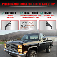 Black Thermal Coated Exhaust Headers 1 5/8 Inch Primaries 2.5 Inch Collectors Steel Fits 1973-1987 Chevy GMC C10 K10 C20 K20 C30 K30 Blazer Suburban Jimmy Small Block Chevy Truck 2WD 4WD V8