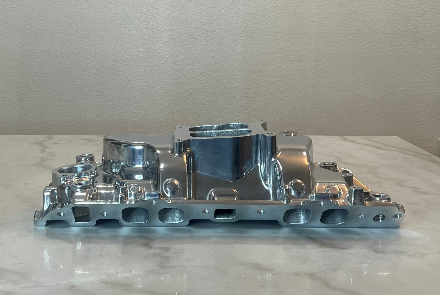 Polished Aluminum Intake Manifold for Big Block Chevy High Rise, Dual Plane