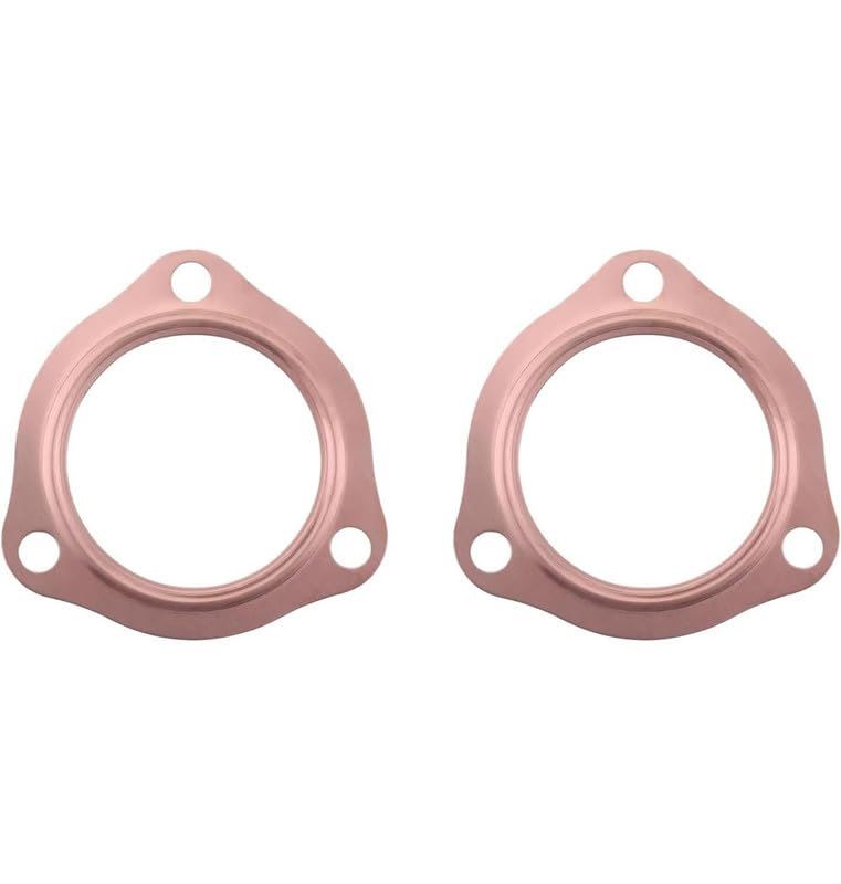 Certified Automotive Experts – 2.5 Inch Copper Exhaust Header Collector Gasket Set – Heavy Duty Reusable Exhaust Flange Seal SBC BBC 302 350 383 454 – 3 Bolt Design – Leakproof O-Ring Seal