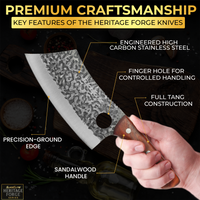 3PCS Hand-Forged Professional Butcher Knife Set: Cleaver knife, Viking knife, & Boning knife for meat cutting | Chef Knife Set with Gift Box | Perfect BBQ Gift for Men (Butcher knife set)