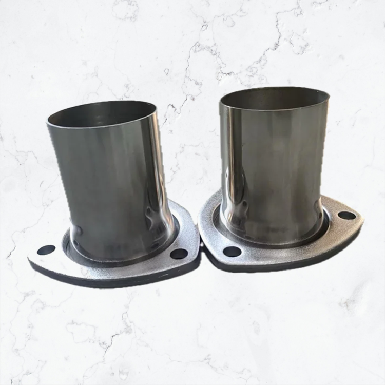 304 Stainless Steel Header Collector Reducer Kit, 3 Inch 3-Bolt Flange to 2.5 Inch (2 1/2 in) Outlet, 3.5 Inch (3 1/2 Inch) Length, Includes Copper Collector Gaskets, Pair