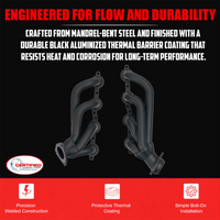 High Temperature Black Coated Exhaust Headers 2002–2013 Silverado Sierra Suburban Tahoe Yukon Escalade 4.8L 5.3L 6.0L 6.2L V8 LS Style Engines Right Side Beveled Flange