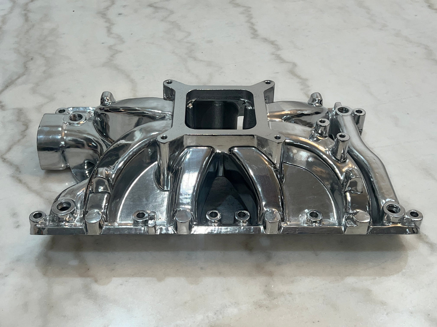 Polished Aluminum Intake Manifold for Ford 351W, Single Plane Air Gap