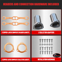 Ceramic Coated Long Tube Exhaust Headers for 1988-1998 Chevy GMC K1500 K2500 Tahoe Yukon Suburban Blazer 5.0 5.7 305 350 4WD 4X4 1-5/8 Inch Primaries 2-1/2 Inch Collectors 88-98