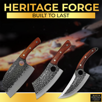 3PCS Hand-Forged Professional Butcher Knife Set: Cleaver knife, Viking knife, & Boning knife for meat cutting | Chef Knife Set with Gift Box | Perfect BBQ Gift for Men (Butcher knife set)