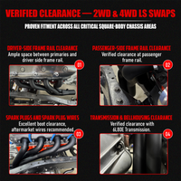 Long Tube Headers for LS Swaps Black Aluminized Thermal Barrier Coating with MLS Gaskets & Header Bolts Fits 73–87 Chevy GMC C10 K10 and 88–91 Square-Body Blazer Jimmy Suburban (Not OBS)