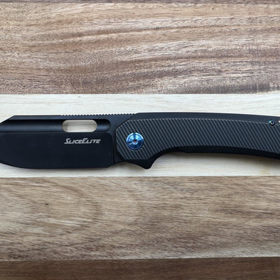 SliceElite Mas Chingón EDC Knife 3.6 Inch M390 Steel Clip Point Blade with Black Titanium Coating Matte Black Titanium Handle Frame Lock Lightweight Premium Everyday Carry Knife