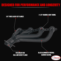 High Temperature Black Coated Exhaust Headers 2002–2013 Silverado Sierra Suburban Tahoe Yukon Escalade 4.8L 5.3L 6.0L 6.2L V8 LS Style Engines Right Side Beveled Flange
