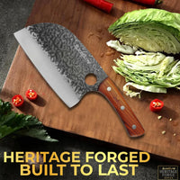 SliceElite 2PCS Hand-Forged Chef Knife Set | Serbian & Cleaver Knives for Meat & Veg Cutting | Professional Kitchen Knife with Gift Box for BBQ Cooking