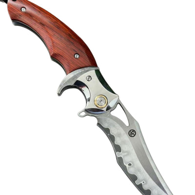 SliceElite Fire Lotus Folding Knife Japanese SKD11 Sanmai Steel Blade Cocobolo Wood Handle Comfortable Finger Guard EDC Pocket Knife for Men Women Small Folding Knives Mini Camping Flipper Tool Gift