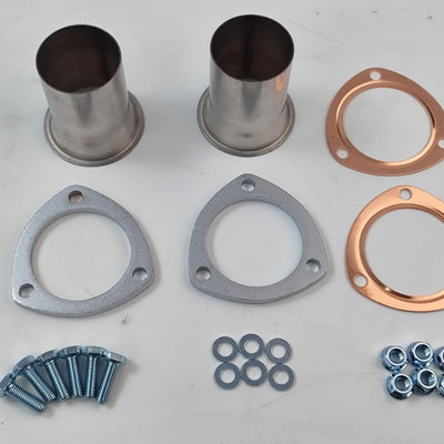 304 Stainless Steel Header Collector Reducer Kit, 3 Inch 3-Bolt Flange to 2.5 Inch (2 1/2 in) Outlet, 3.5 Inch (3 1/2 Inch) Length, Includes Copper Collector Gaskets, Pair