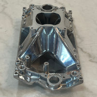 Polished Aluminum Intake Manifold, SBC, Single Plane High Rise for Vortec Heads