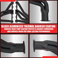 Black Thermal Coated Exhaust Headers 1 5/8 Inch Primaries 2.5 Inch Collectors Steel Fits 1973-1987 Chevy GMC C10 K10 C20 K20 C30 K30 Blazer Suburban Jimmy Small Block Chevy Truck 2WD 4WD V8