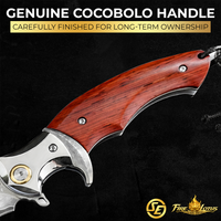 SliceElite Fire Lotus Folding Knife Japanese SKD11 Sanmai Steel Blade Cocobolo Wood Handle Comfortable Finger Guard EDC Pocket Knife for Men Women Small Folding Knives Mini Camping Flipper Tool Gift