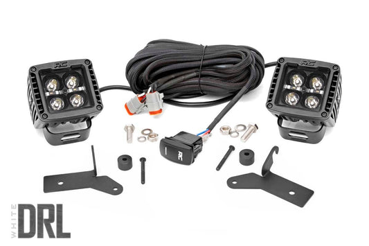 Jeep 2-inch LED Lower Windshield Kit (18-24 Wrangler JL, 20-24 Gladiator JT | Black-Series w/ White DRL)