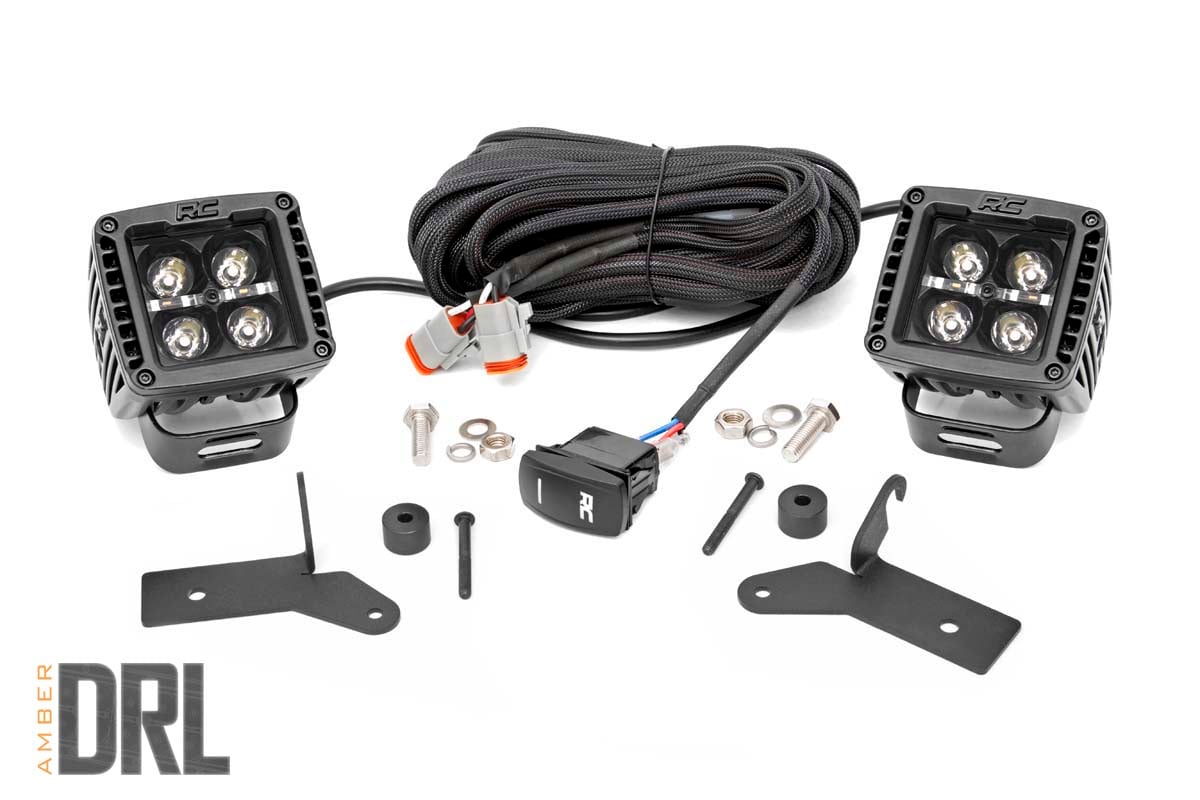 Jeep 2-inch LED Lower Windshield Kit (18-24 Wrangler JL, 20-24 Gladiator JT | Black-Series w/ Amber DRL)