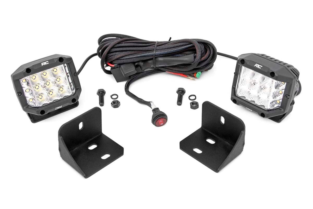 LED Light | Rear Cab Mount | 3" Chrome Pair | Wide Angle | Can-Am Defender HD 5/HD 8/HD 9/HD 10