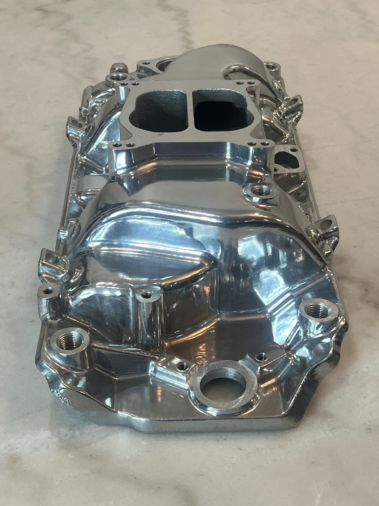 Polished Aluminum Intake Manifold for Big Block Chevy High Rise, Dual Plane