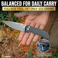 SliceElite Coyote EDC Knife 3.5 Inch D2 Steel Drop Point Blade Black Micarta Handle Button Lock Stainless Steel Pocket Clip Lightweight Folding Knife for Everyday Carry Camping Hunting Outdoor Use