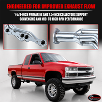 Ceramic Coated Long Tube Exhaust Headers for 1988-1998 Chevy GMC K1500 K2500 Tahoe Yukon Suburban Blazer 5.0 5.7 305 350 4WD 4X4 1-5/8 Inch Primaries 2-1/2 Inch Collectors 88-98