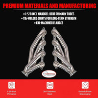 V-Band Style LS Swap Shorty Headers Stainless Steel Exhaust Headers with Upgraded Factory Style MLS Gaskets and Header Bolts Fits 4.8L 5.3L 5.7L LS1 6.0L 6.2L Gen 3 and Gen 4 Engines For LS Swaps Only