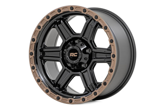 Rough Country 79 Series Wheel | One-Piece | Semi Gloss Black w/Bronze Ring | 18x9 | 6x5.5 | +18mm