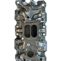 Polished Aluminum Intake Manifold, Small Block Chevy Mid Rise Dual Plane 55-95