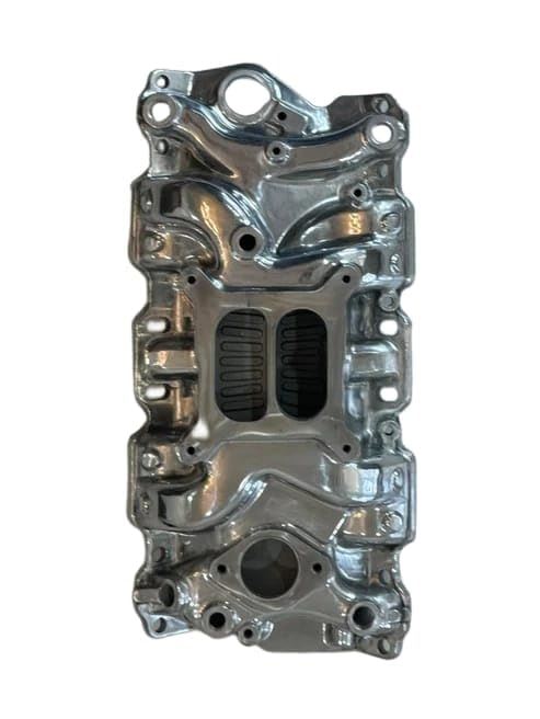Polished Aluminum Intake Manifold, Small Block Chevy Mid Rise Dual Plane 55-95