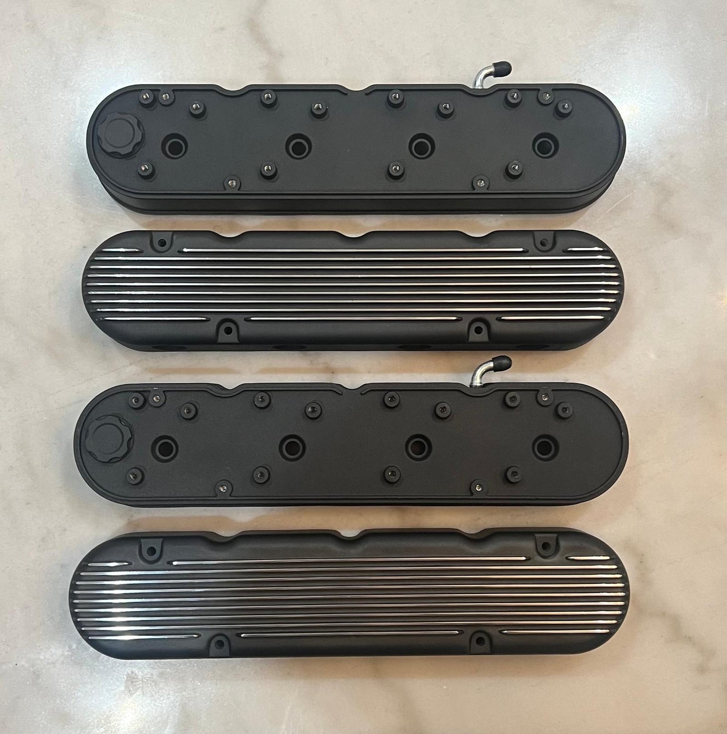 Black Finned Aluminum Valve Covers for GM / Chevy Gen III & Gen IV LS Engines