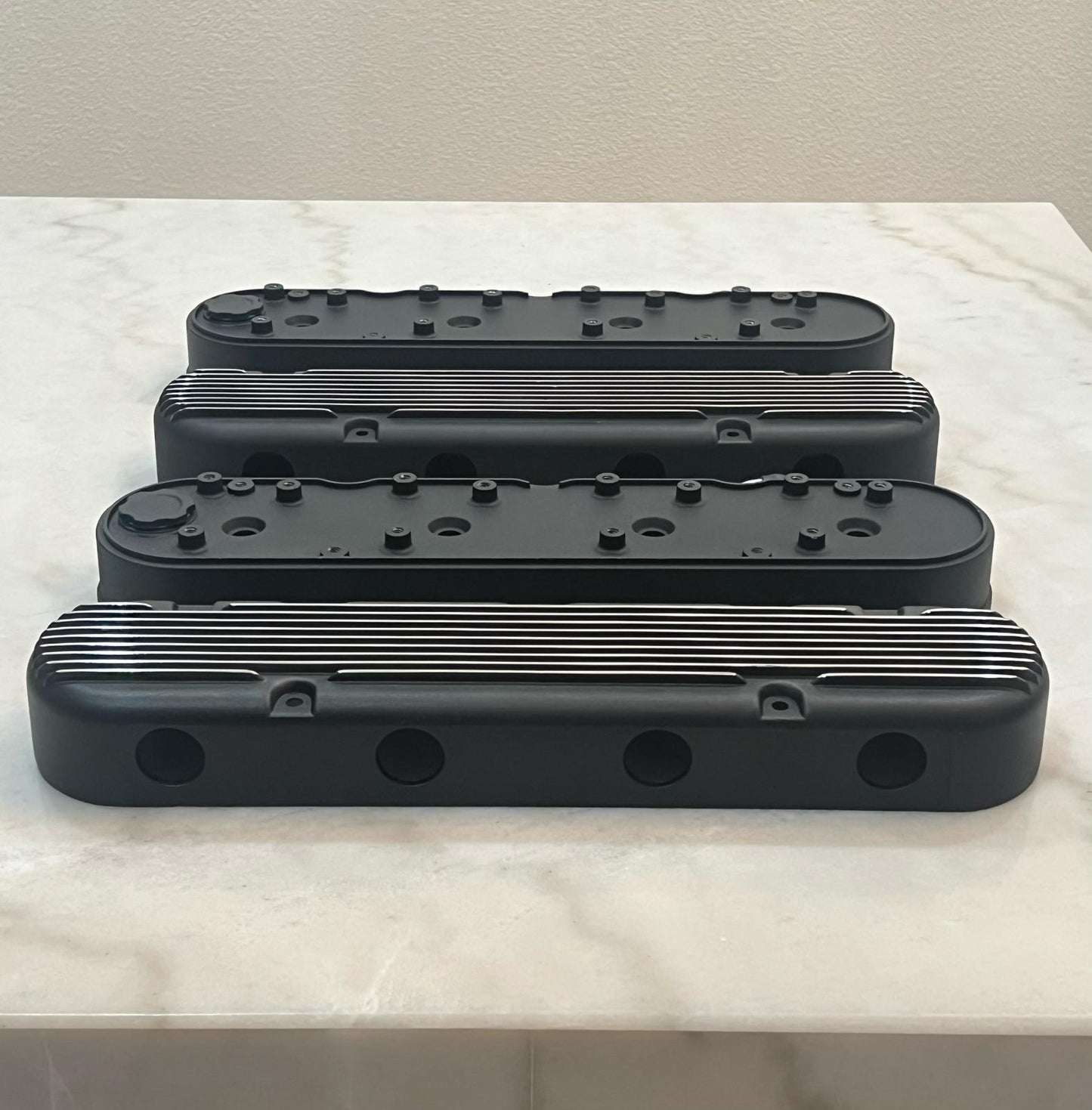 Black Finned Aluminum Valve Covers for GM / Chevy Gen III & Gen IV LS Engines