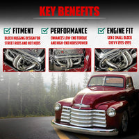 Stainless Steel Block Hugger Headers For Small Block Chevy SBC 305 327 350 400