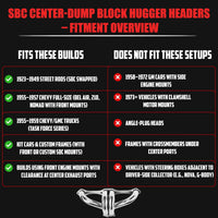 Stainless Steel Block Hugger Headers For Small Block Chevy SBC 305 327 350 400